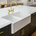 Turner Hastings Ludlow bridge sink mixer - brushed brass gooseneck spout - 5 star WELS - LU106BM-BB