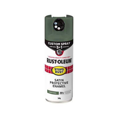 Rust Oleum 340g Satin Earthy Green Spray Paint - 5 in 1 - Rust Protection - SuperSaverAU - view 1