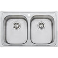 Oliveri Diaz double bowl sink and Essente pull out tap - 316 stainless steel, rear waste - SS31625DZ23TU
