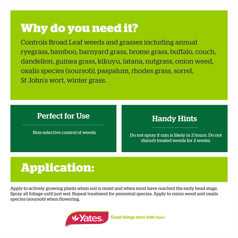 Yates Zero 1L Ready To Use 48 Hour Action Weed Killer, Non-Selective