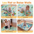 Baby Play Mat with Fold-Up Sides - Dinosaur Land - 24 Ball Pit Balls, XPE Foam, Carry Bag