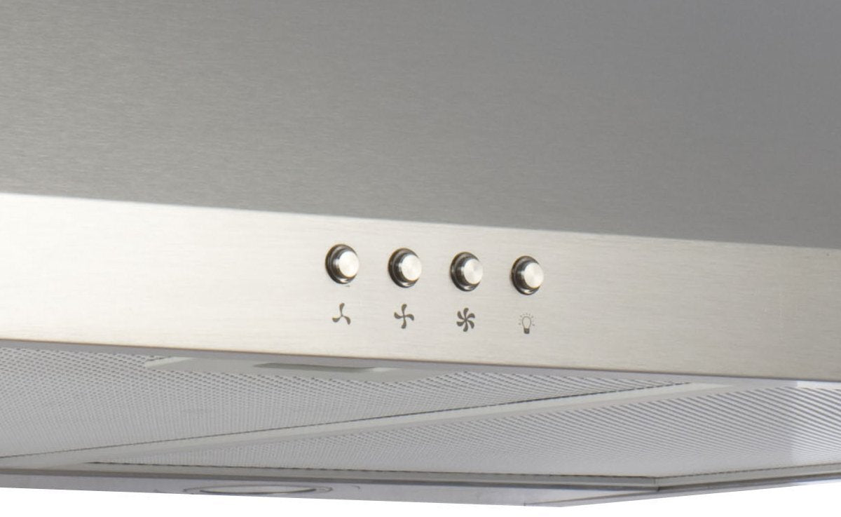 Glem Gas 90cm canopy rangehood - Stainless steel - 550m³/h, 3 fan speeds, push buttons - CK90FP