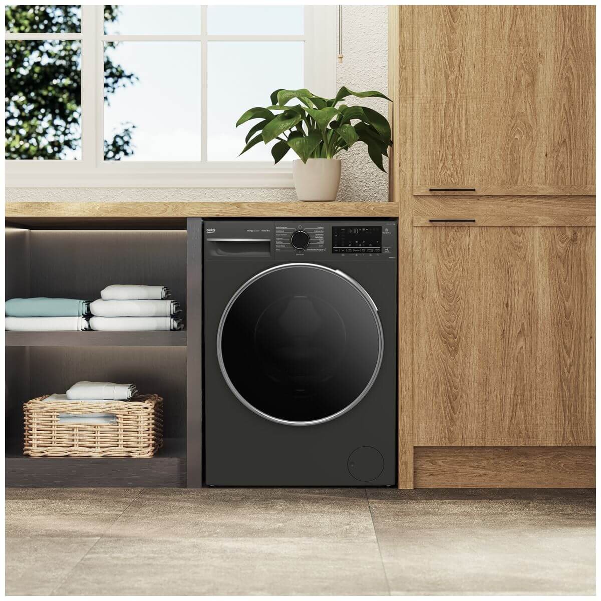 Beko 12kg Front Load Washing Machine - Graphite, AutoDose, SteamCure, ColdWash, HomeWhiz - BFLB123ADG