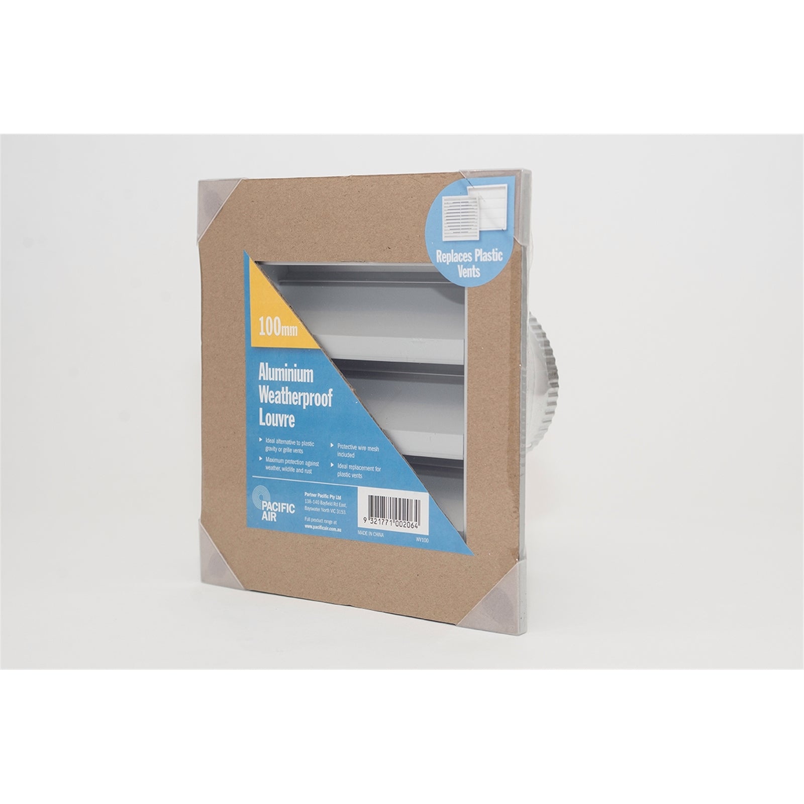 Pacific Air 100mm Aluminium Weatherproof Louvre Vent WV100