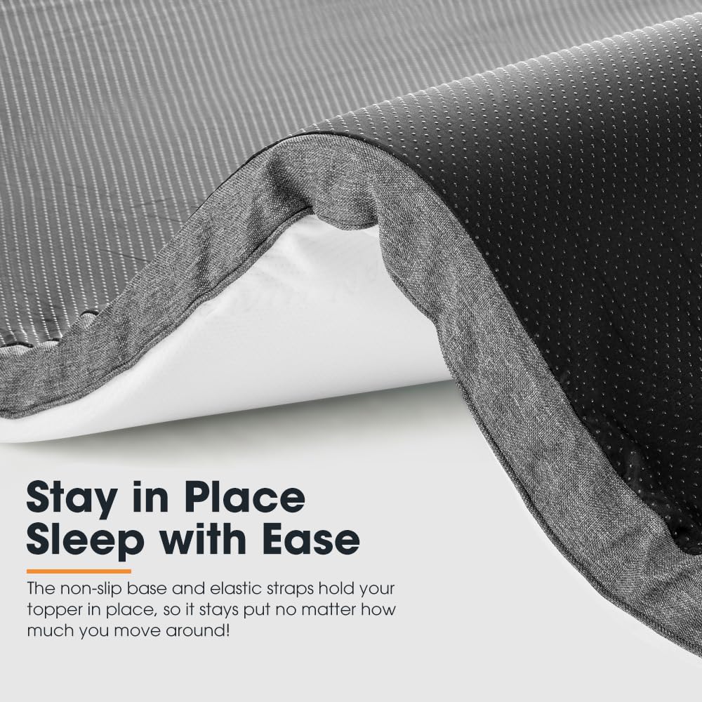 Caravan Mattress Topper Queen - 188 x 152 x 5.5cm - 40D Gel Memory Foam, Tencel Cover, Rounded Corners