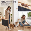 Folding Wooden Dog Ramp - Pine, Adjusts 22 to 45.5cm - Self Supporting, Anti Slip Fabric, Folds in Half
