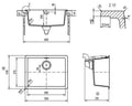 Abey Schock Soho large single bowl sink 550mm - grey stone colour, Cristadur, topmount - N120S