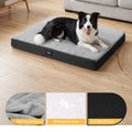 Orthopedic Dog Bed with Handle - Grey, Large 90 x 64 x 8cm - Memory Foam, Coral Fleece, Washable Cover, Non Slip