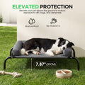 Cooling Elevated Dog Bed with Bolster - Grey, Large 107 x 80 x 20cm - Textilene Mesh, Steel Frame, Holds 60kg