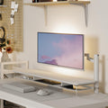 Acrylic Dual Monitor Riser 42.5 Inch - White - 2 Tier Desk Shelf, 18mm Board with Steel Core