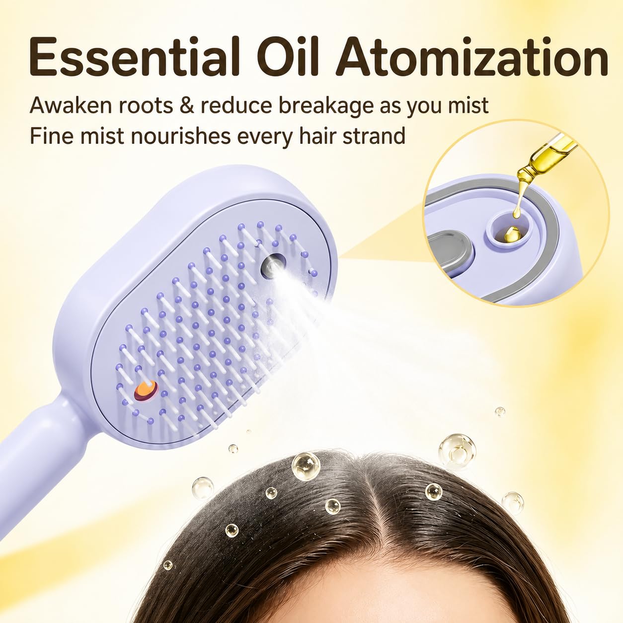 Rechargeable Steam Hair Straightening Brush - Purple