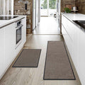 Kitchen Rug and Mat Set 2 Piece - Black - 45 x 150cm and 45 x 75cm, Anti Slip Backing, 3.4mm Thick, Washable