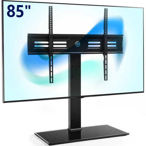 Universal Tabletop TV Stand for 50-80 Inch TVs - Black - Swivel 80 Degrees, 4 Height Settings, Holds 65kg, VESA to 800x6