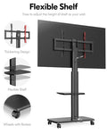 Universal Rolling TV Cart for 32-70 Inch TVs - Black - 2 Shelf Trolley, Height Adjustable, Swivel, Max VESA 600x400