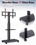Universal Rolling TV Cart for 32-70 Inch TVs - Black - 2 Shelf Trolley, Height Adjustable, Swivel, Max VESA 600x400