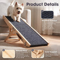 Folding Wooden Dog Ramp - Pine, Adjusts 24.5 to 49.5cm - Self Supporting, Anti Slip Fabric, Folds in Half