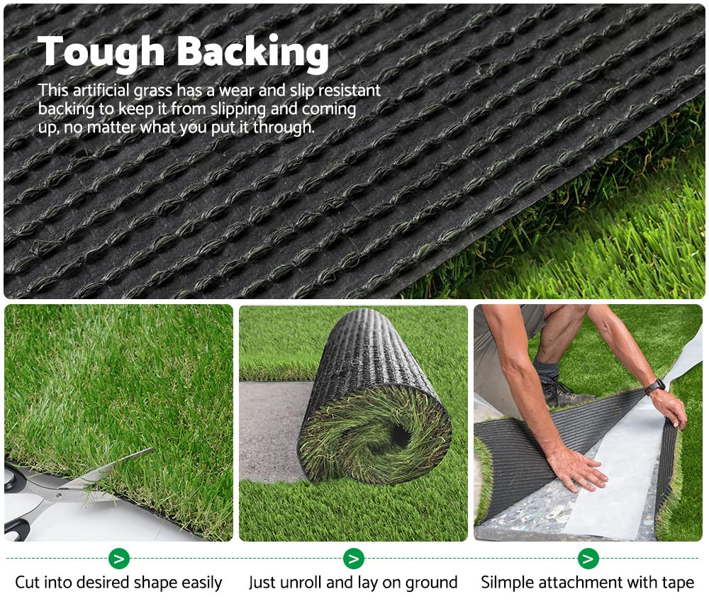 Artificial Grass Turf 2 x 5m - Four Tone 30mm Pile - 10sqm Synthetic Lawn, 14,700 Tuft Density, Slip Resistant Backing