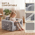 Kids Fold-Out Sofa Bed 2-in-1 - Grey Star Print - Glow-in-the-Dark, Zip-Off Washable Cover