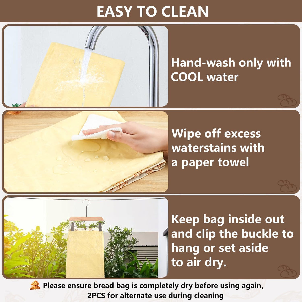 Beeswax Linen Bread Bag - Reusable, Freezer Friendly