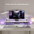 Acrylic Dual Monitor Riser 42.5 Inch - White - 2 Tier Desk Shelf, 18mm Board with Steel Core