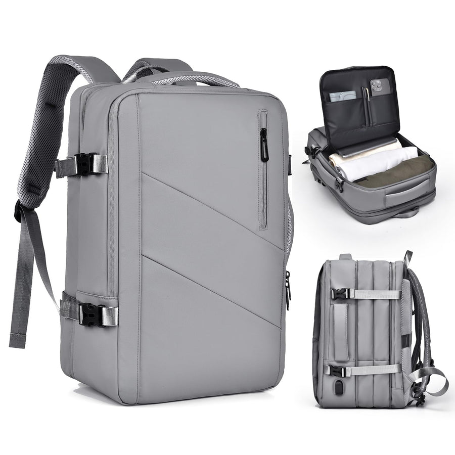 Travel Laptop Backpack 16" with USB Charging Port - Grey