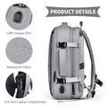 Travel Laptop Backpack 16" with USB Charging Port - Grey