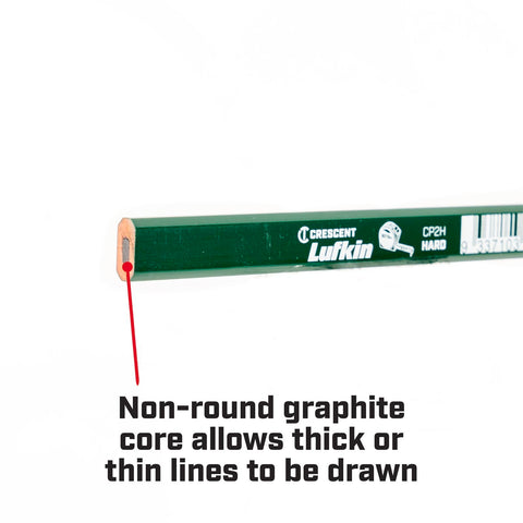 Crescent Lufkin Hard Green Carpenters Pencil, Wood, Hard Lead, Waterproof