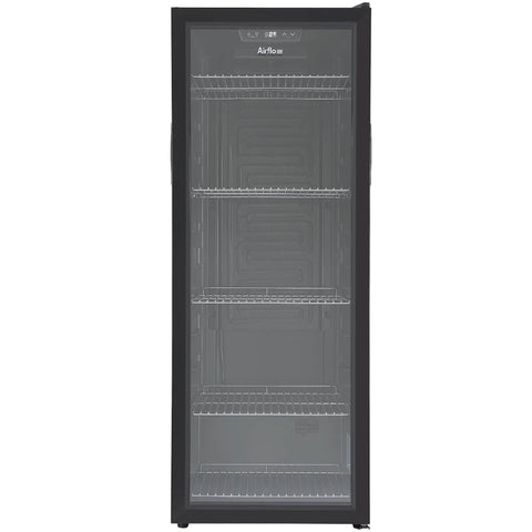 Airflo 201L single glass door beverage fridge - black, electronic control, reversible door - AFF201