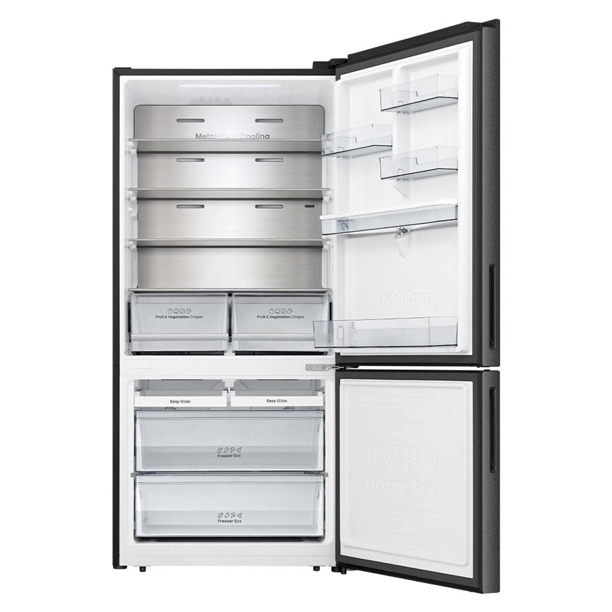 Hisense 500L PureFlat Bottom Mount Fridge - Non-Plumbed Water Dispenser, Dark Stainless Steel - HRBM500TBW