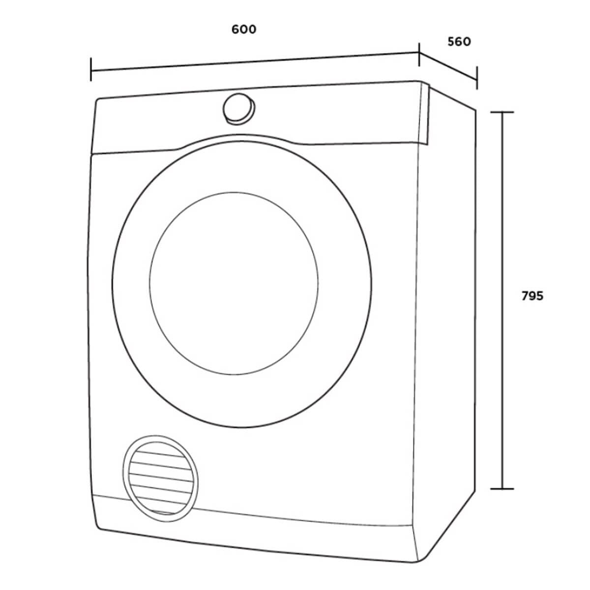 Westinghouse 5.5kg Vented Dryer - Sensor Dry, Reverse Tumble, Stainless Steel Drum - WDV556N3WB
