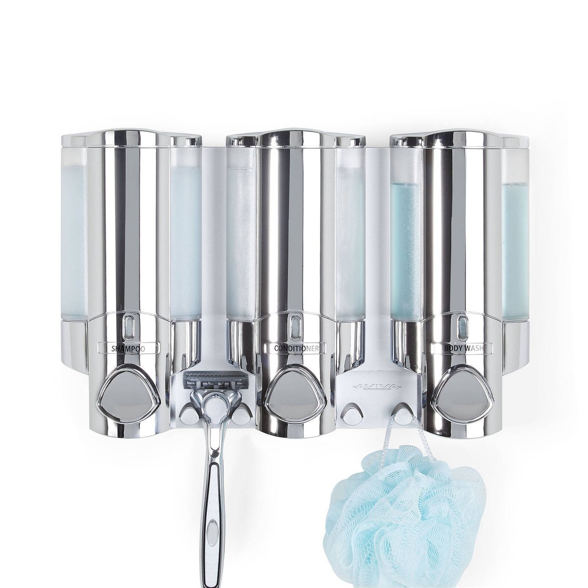 Better Living Aviva Dispenser - 3 x 325ml - Chrome - Wall-Mounted - Easy Access - SuperSaverAU - view 2