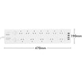 Arlec 12 Outlet Surge Protected Powerboard 190mm x 30mm - White - PD20W USB Charging - SuperSaverAU - view 5