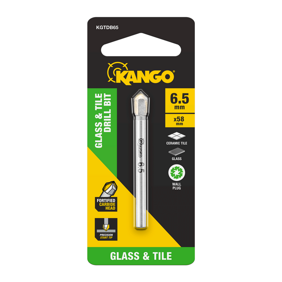 Kango 6.5mm Glass & Tile Drill Bit - Carbide Head for Wet or Dry Drilling in Glass & Tile