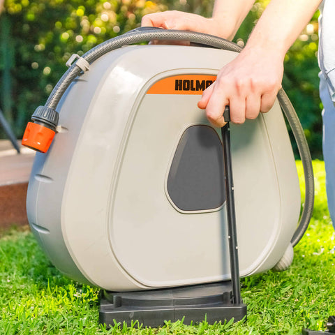 Holman 20m Portable Retractable Hose Reel with Ground Spikes - Auto Rewind