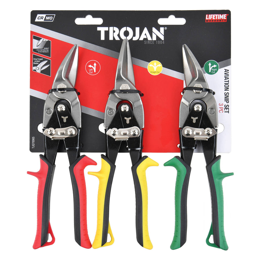 Trojan 3 Piece Aviation Snip Set Left, Right & Straight Cut