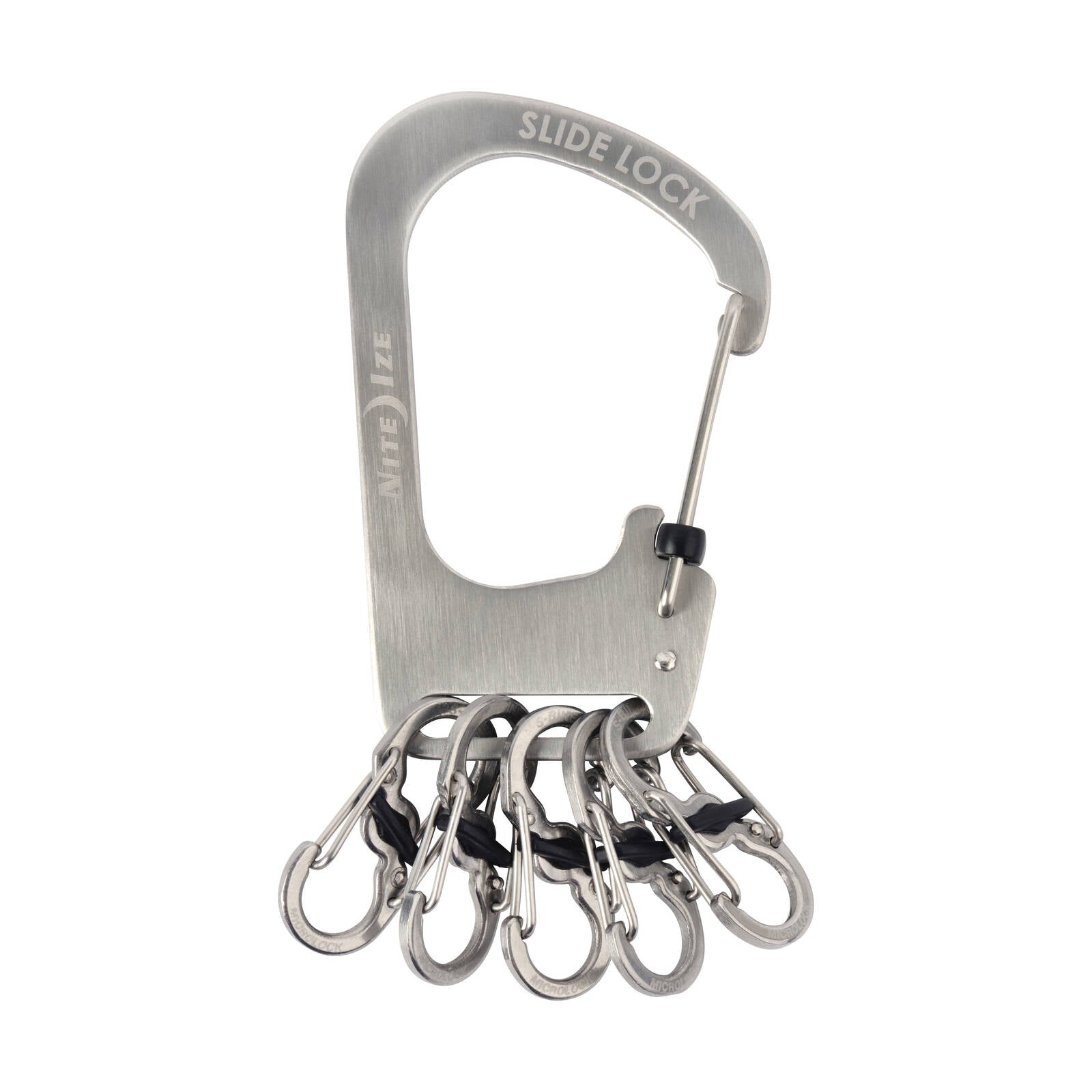 Nite Ize Slide Lock S-Biner KeyRack, 110 x 52mm, Stainless Steel with 5 MicroLocks