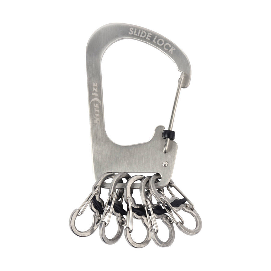 Nite Ize Slide Lock S-Biner KeyRack, 110 x 52mm, Stainless Steel with 5 MicroLocks