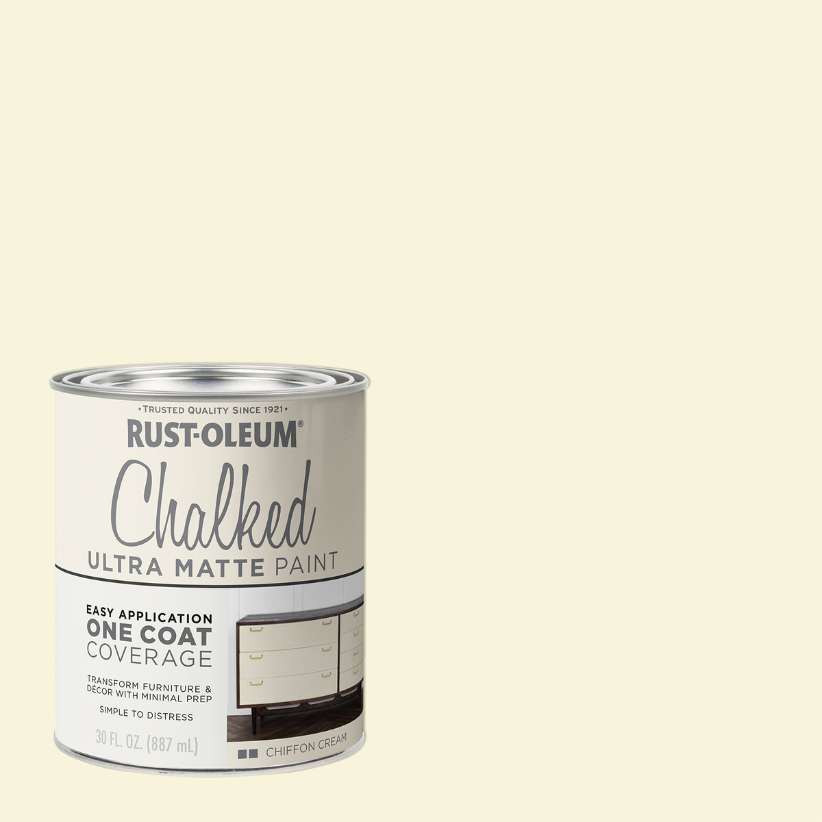 Rust Oleum Chalked Paint - 887ml - Chiffon Cream - Ultra Matt Finish - Indoor Use - SuperSaverAU - view 2