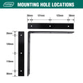 Carinya 300 x 300mm Black Powder Coated Steel Angle Bracket 40kg
