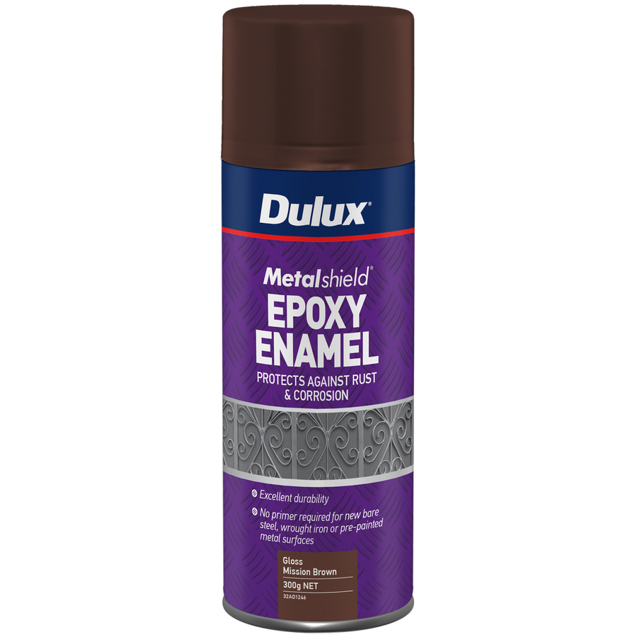 Dulux Metalshield Epoxy Enamel Gloss Spray Paint - 300g - Mission Brown - No Primer - SuperSaverAU - view 1