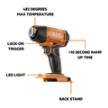 AEG 18V Heat Gun Skin Only - 482°C Maximum Temperature - Compact Design - SuperSaverAU - view 2