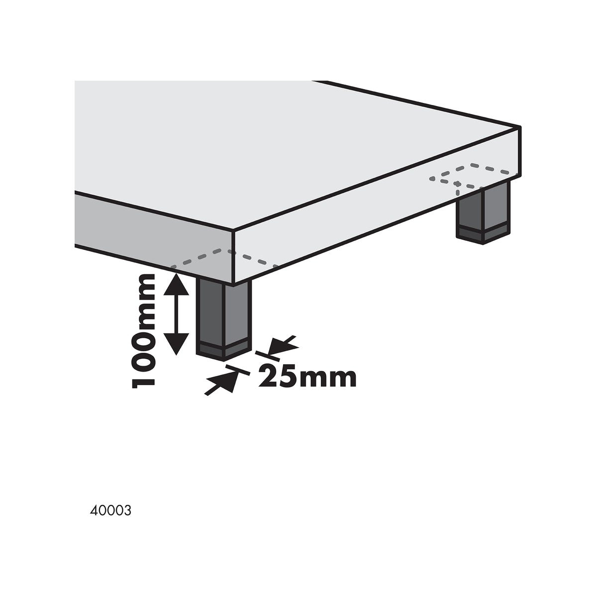 Adoored Furniture Leg - 100mm x 25mm x 25mm - Steel - Black Finish - SuperSaverAU - view 3