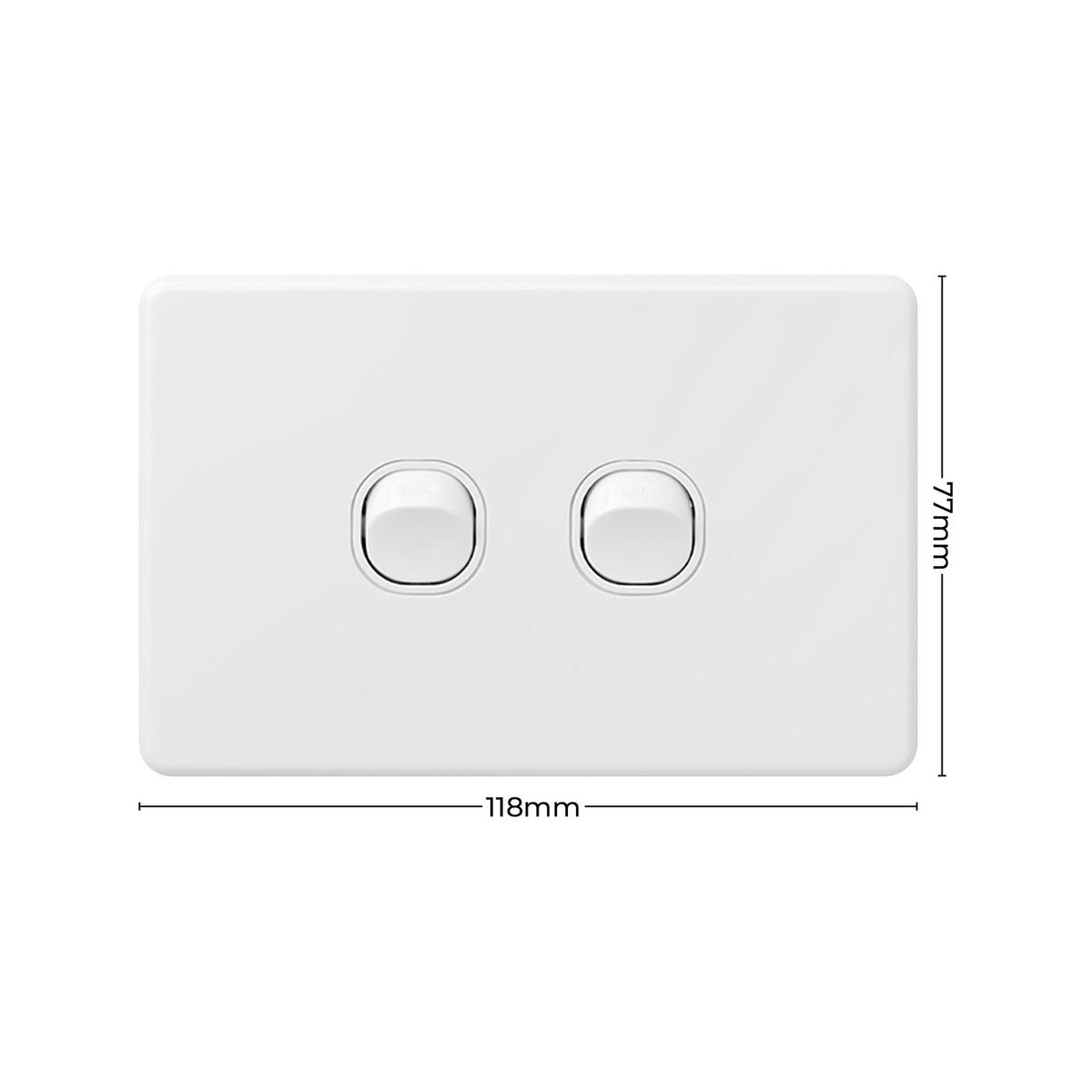 Deta X6 White Double Switch - 2 Gang - Polycarbonate - Classic Design - SuperSaverAU - view 4