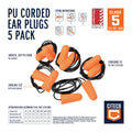 Citeco Class 5 Corded Ear Plugs 5 Pack Reusable