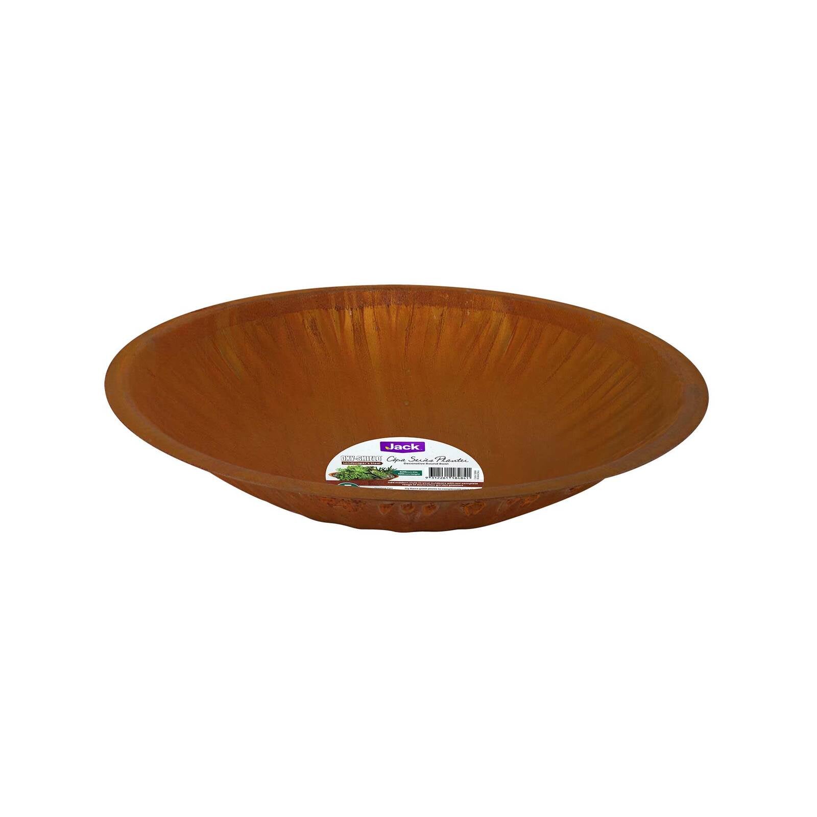 Jack 40 x 40 x 15cm Oxy-Shield Cafe Metal Round Bowl Planter 15L