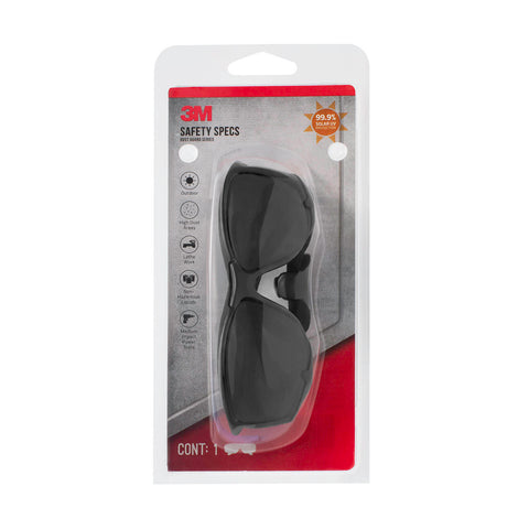 3M Safety Glasses with Removable Dust Guard, Smoke Lens