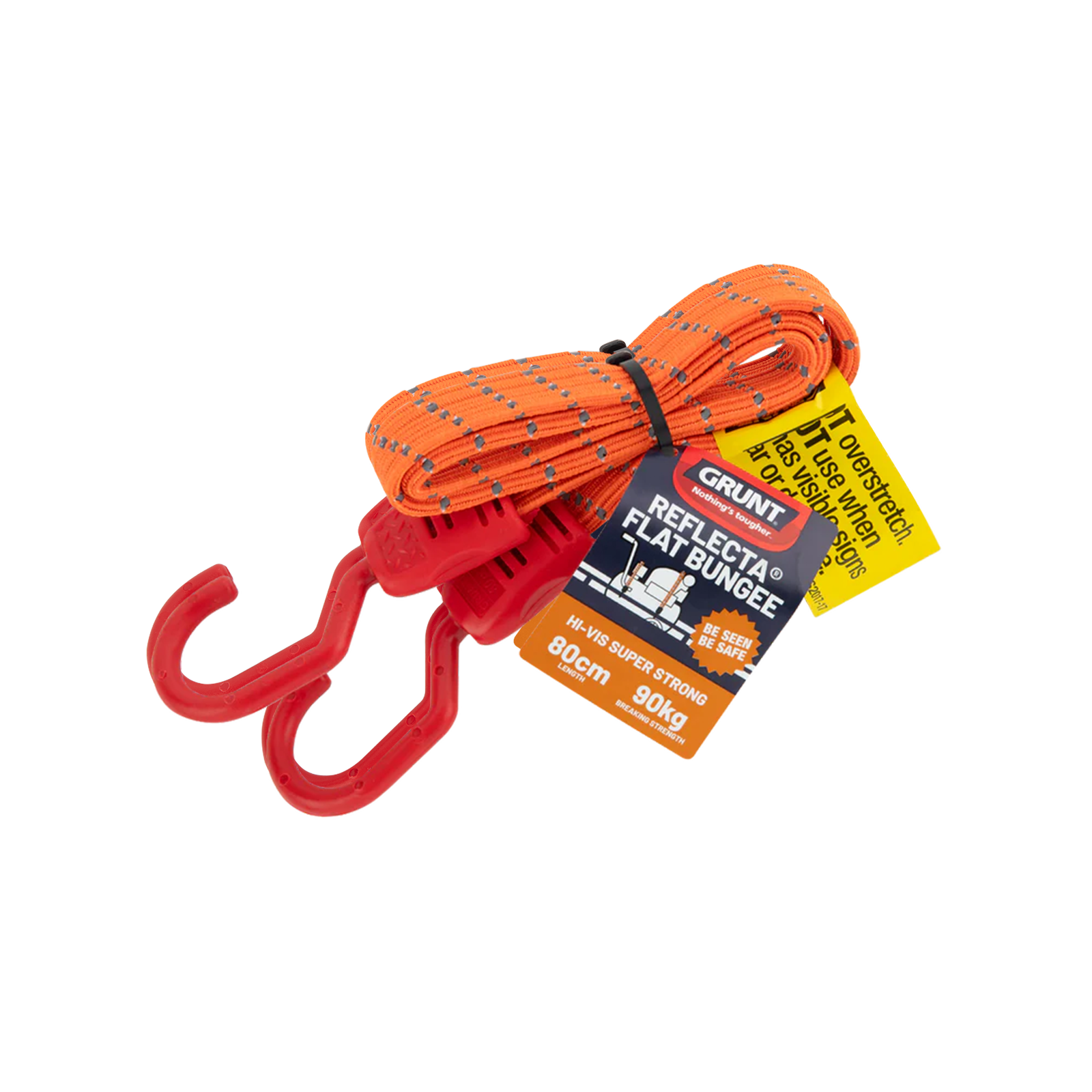 Grunt Reflecta Flat Bungee Strap 80cm Rubber Reflective