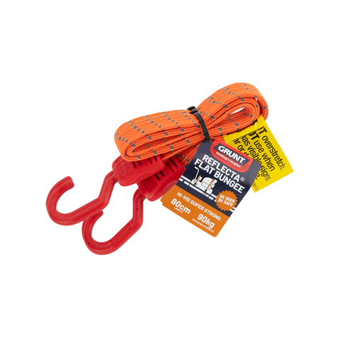 Grunt Reflecta Flat Bungee Strap 80cm Rubber Reflective
