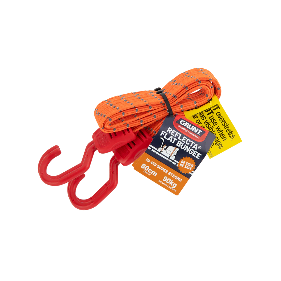 Grunt Reflecta Flat Bungee Strap 80cm Rubber Reflective