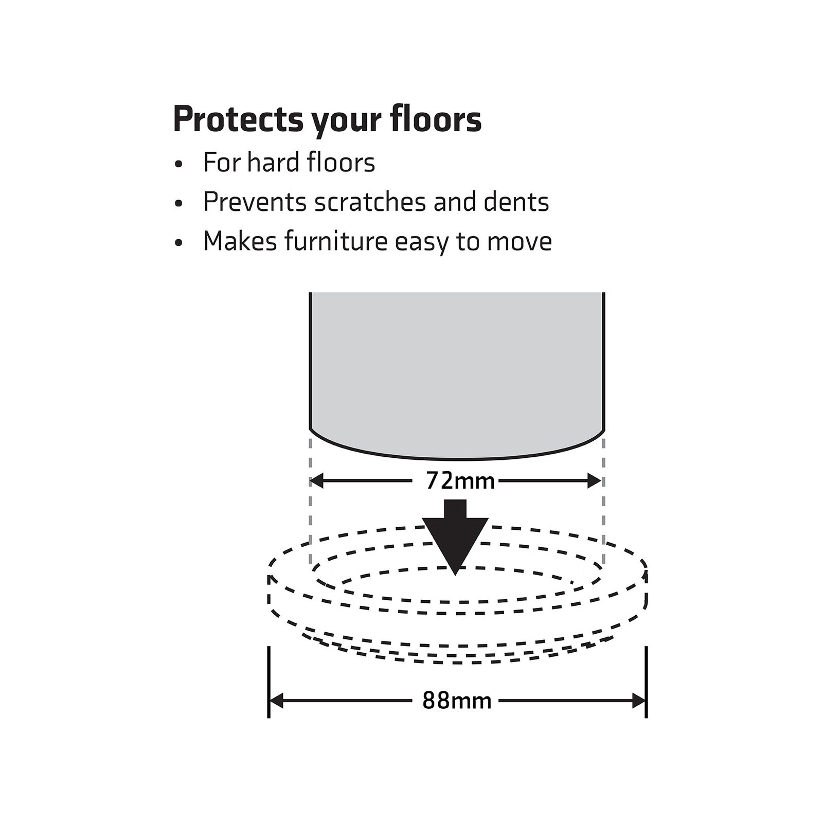 Surface Gard 72mm Brown Round Steel Carpet Base Castor Cups - 4 Pack